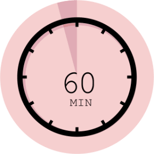 A clock showing 6 0 minutes passing